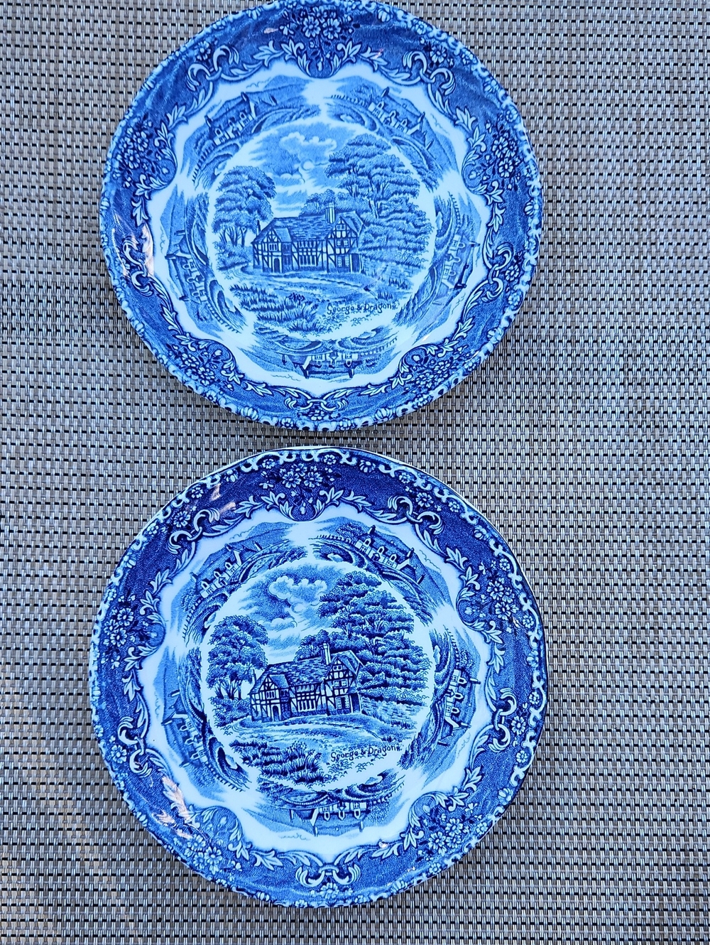 Grindley English Country Inns Blue & White Plates Set of 2